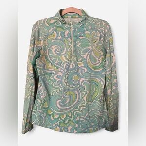 IBKUL Womens Long Sleeve 1/4 Zip M Mesh Sleeve Top Athletic Athleisure Workout